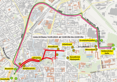 Umleitung der Linie 24 am 14.9. ab 12:00 Uhr