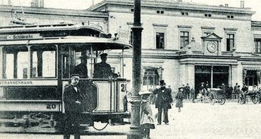 Stra&szlig;enbahn alter Hauptbahnhof 1904