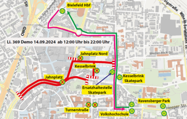 Umleitung der Linie 369 am 14.9. ab 12:00 Uhr