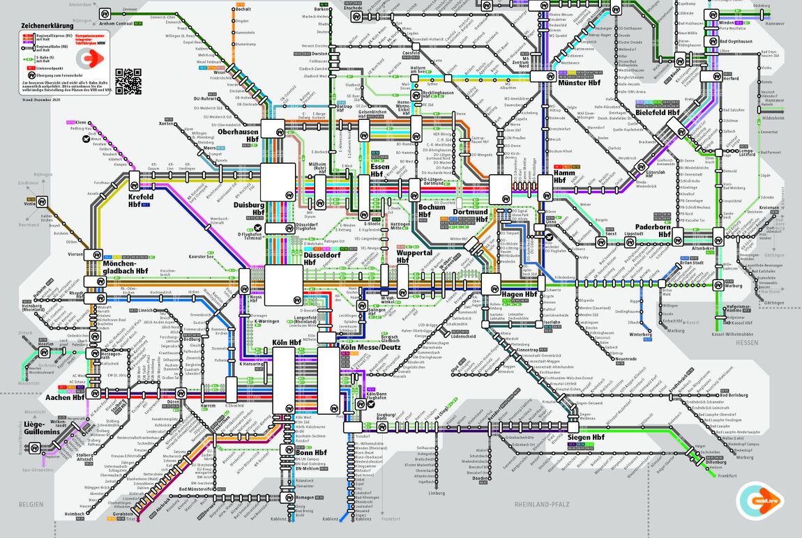 Liniennetzplan des Nahverkehrs in Nordrhein-Westfalen – Stand 2022