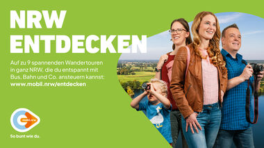 NRW entdecken: auf 9 tollen Wandertouren. Alle Infos unter mobil.nrw/entdecken