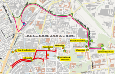Umleitung der Linien 25 und 26 am 14.9. ab 12:00 Uhr