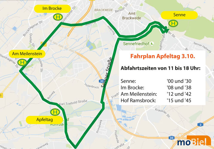 Shuttleverkehr zum Bielefelder Apfeltag 2018