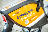 Eine Werbung f&uuml;r meinSiggi auf dem Schutzblech eines Fahrrads
