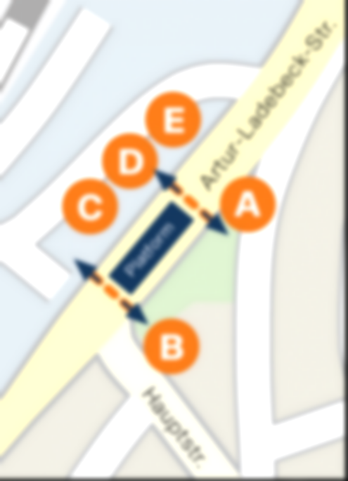 Map of Brackwede train station: location of the bus platforms during the construction work