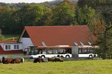 moBiel-Bus im Grünen moBiel-Bus fährt durch grüner Landschaft