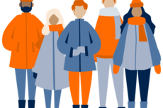 F&uuml;nf Personen als Piktogramme illustriert.