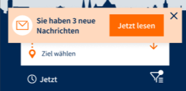 Screenshot der moBiel YOU App: In-App-Nachrichten