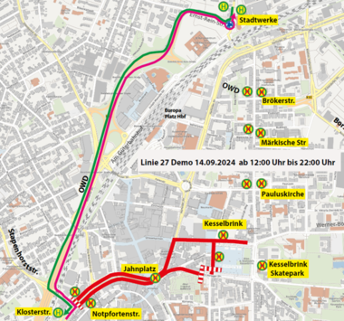 Umleitung der Linie 27 am 14.9. ab 12:00 Uhr