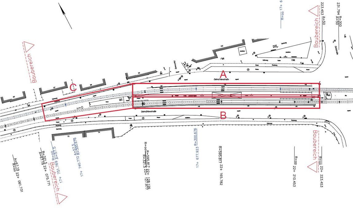 Grafik: Gleissanierung Oststraße | Stand: August 2023